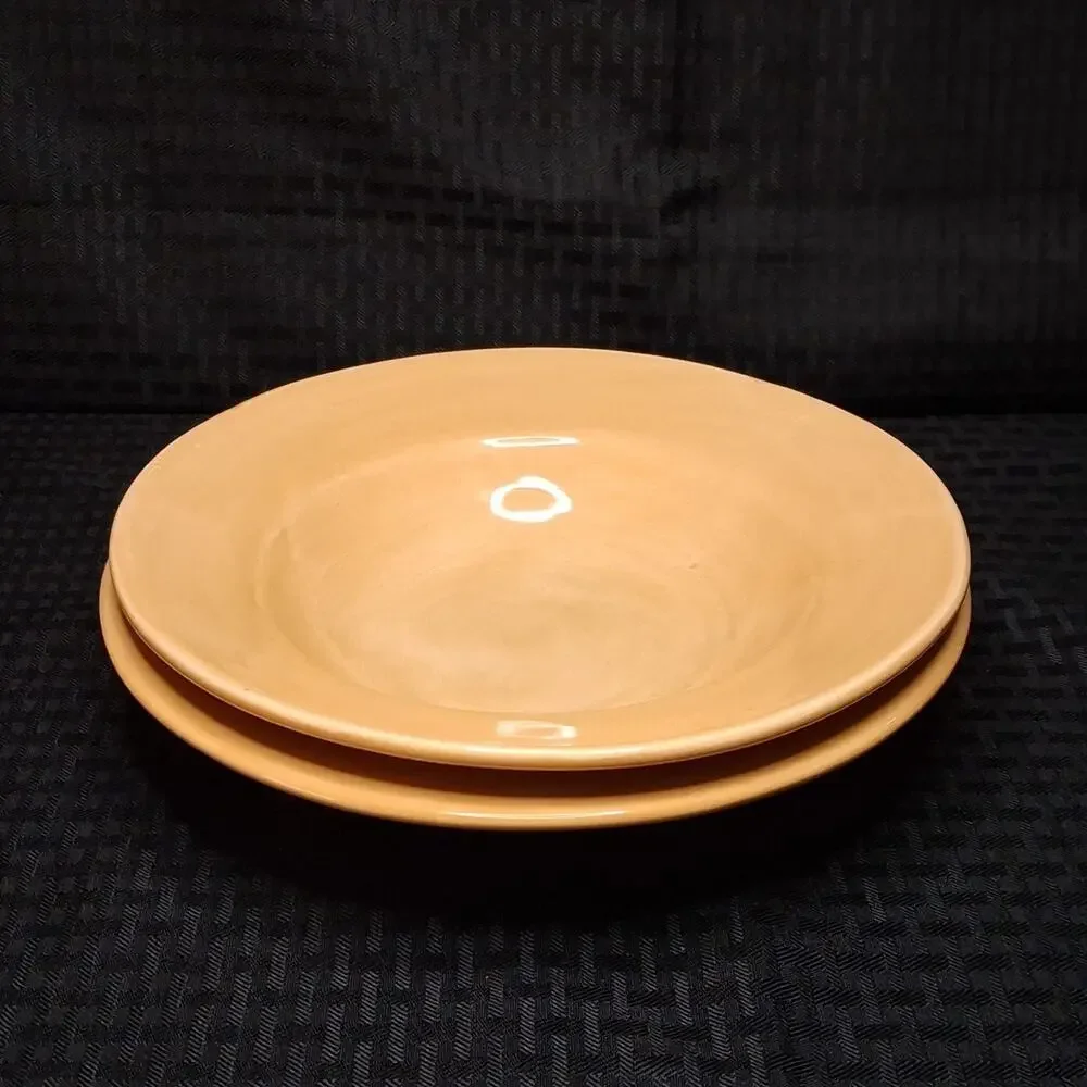 Pottery Barn Sausalito Amber Yellow Earthenware Soup Pasta Bowls Mexico Set 2